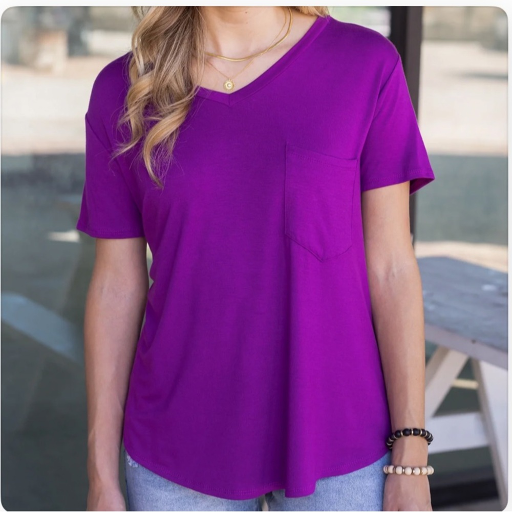 NWT Grace & Lace Perfect Pocket Tee Violet Purple Grace and Lace